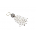 Key Chain 925 Solid Sterling Silver For Charms Key Holder Crystal Stone D38